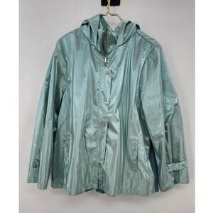 Yargici Outerwear Green Iridescent‎ Rain Coat Size 3 Spring Cute